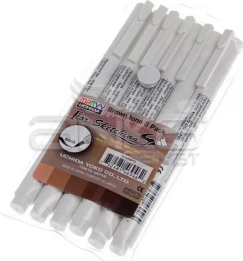 For Sketching Fırça Uçlu Kalem 6lı Set Kahve Tonlar