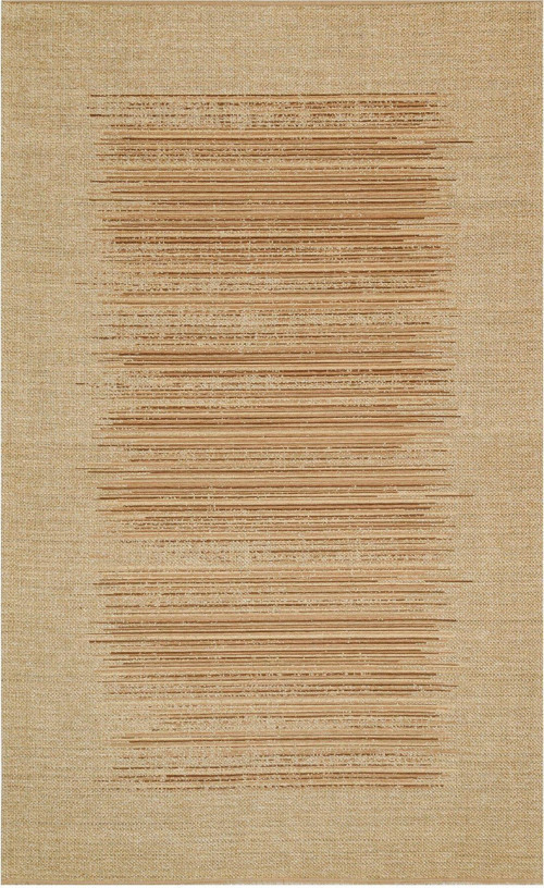 Naturel Beige Hasır Görünümlü Kaymaz Renkli Dokuma Modern Kilim