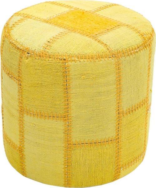 Sarı Renklı Kilimden Üretilmiş Puf 35X40