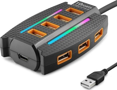 Usb Hub 10*Usb 1.2M Siyah HDX7036