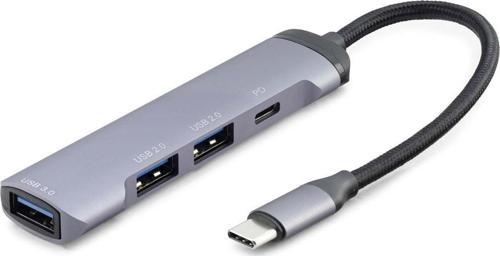 Type-C Hub 3*Usb2.0 + Usb3.0 Gri HDX7040