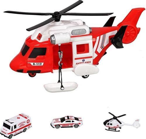 ERN-2004 HEROES TOYS HELİKOPTER AMBULANS SETİ ARABALI