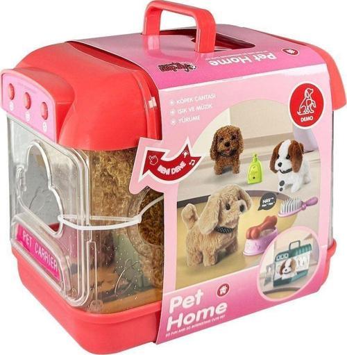 JND-6806 Hareketli Köpek ve Işıklı Sesli Şeffaf Kafes Seti -Vardem Oyuncak