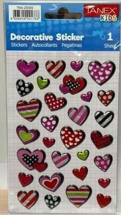 Stickers Eu Puffy Damla Etiket Kalp Serisi 5 Li Tnx-25009 (5*5 Li Paket)