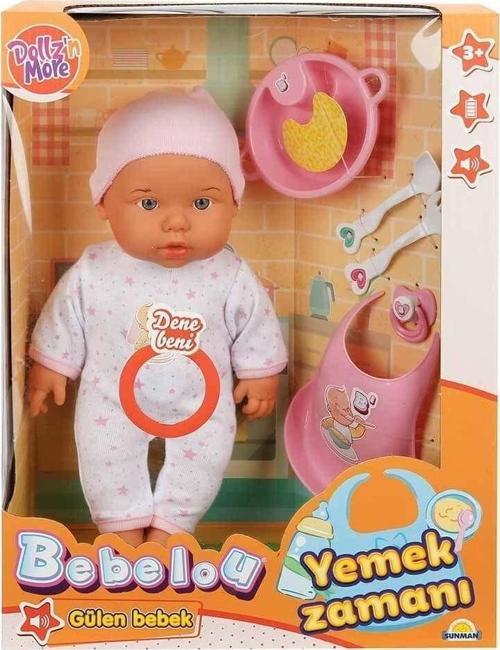 030021 Sunman, Bebelou Yemek Zamanı Sesli Bebek Seti 35 cm / +3 yaş