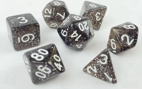 Dnd Frp Zar Seti 7Li Set Dnd Zarı Dungeons And Dragons Masaüstü Oyun Zarı Şeffaf Sımlı Sıyah