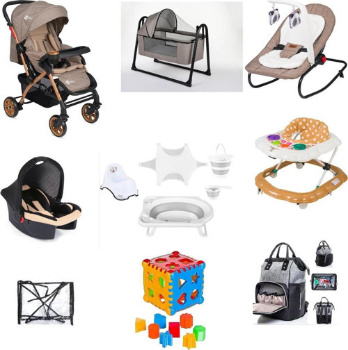 13Parça Çeyizseti 4Baby Actıve Çiftyön Bebek Arabası Beşik Katlanır Küvet Seti Puset Anakucağı Çanta