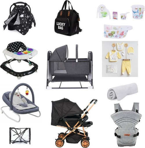 Lets Go Baby Bebek Seti 20 Parça Çift Yön Bebek Arabası Beşik Ana Kucağı Yürüteç Küvet Kanguru Puset