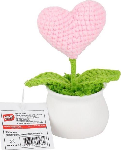 FL-7 12Lİ Kroşe Örgü Saksıda Kalp -Birliktoys