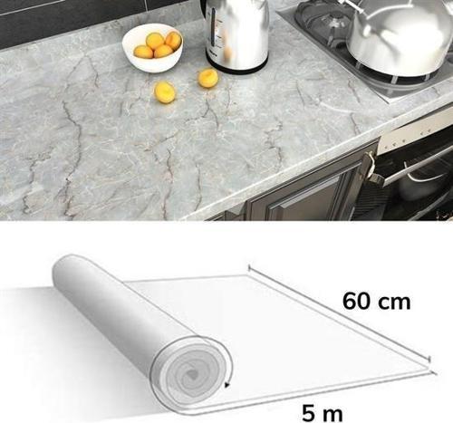 Büro Ev Dekoru için 60x500CM Sızdırmaz Yapışkanlı Mermer Desen Tezgah Kaplama Folyosu