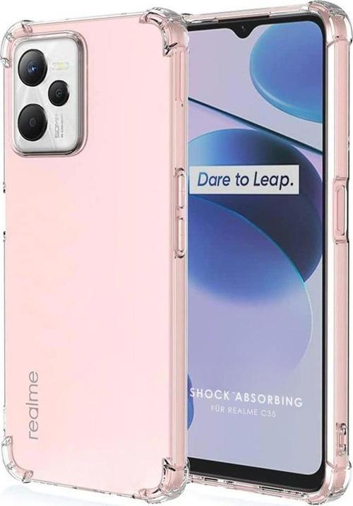 Realme C35 Uyumlu Darbe Önleyici Sararmaya Dayanıklı Airbag Korumalı Ultra Slim TPU Şeffaf Silikon Kılıf