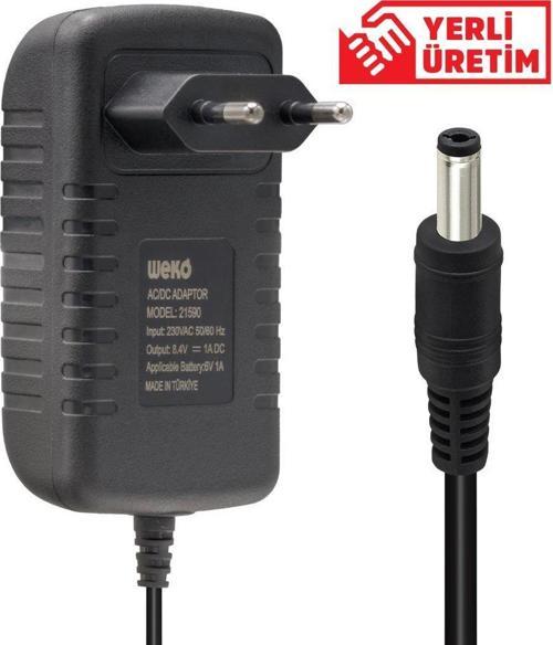 8.4 Volt - 1 Amper 8.4 Watt 5.5*2.5 Uçlu Lityum Pil Ledli Yerli Üretim Şarj Adaptörü