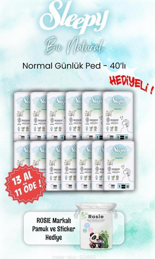 13 AL 11 ÖDE Sleepy Bio Natural Günlük Ped 40'lı ve ROSIE
