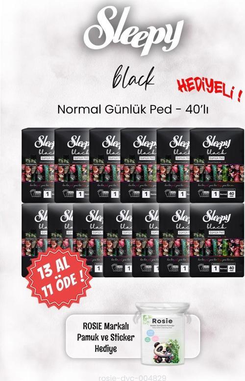 13 AL 11 ÖDE Sleepy Black Günlük Ped Normal 40'lı ve ROSIE