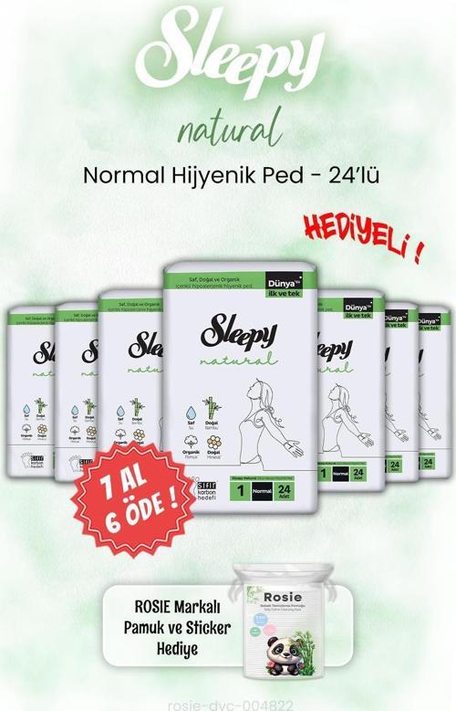 7 AL 6 ÖDE Sleepy Hijyenik Ped 24'lü Natural Normal ve ROSIE