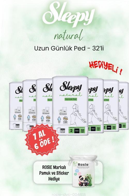 7 AL 6 ÖDE Sleepy Natural Uzun Günlük Ped 32'li ve ROSIE