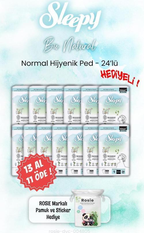 13 AL 11 ÖDE Bio Natural 24'lü Hijyenik Ped Normal ve ROSIE