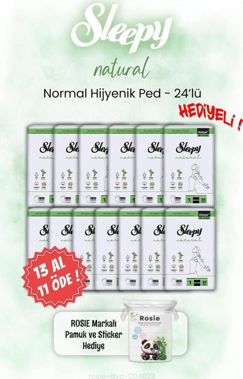 13 AL 11 ÖDE Hijyenik Ped 24'lü Natural Normal ve ROSIE