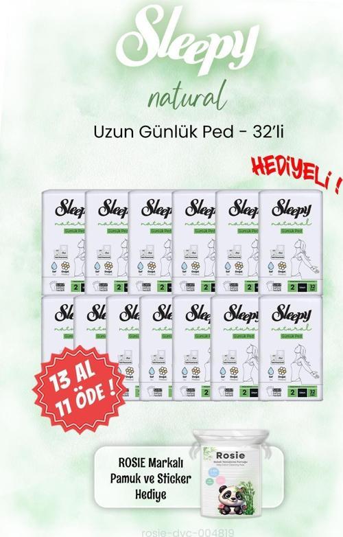 13 AL 11 ÖDE Natural Uzun Günlük Ped 32'li ve ROSIE