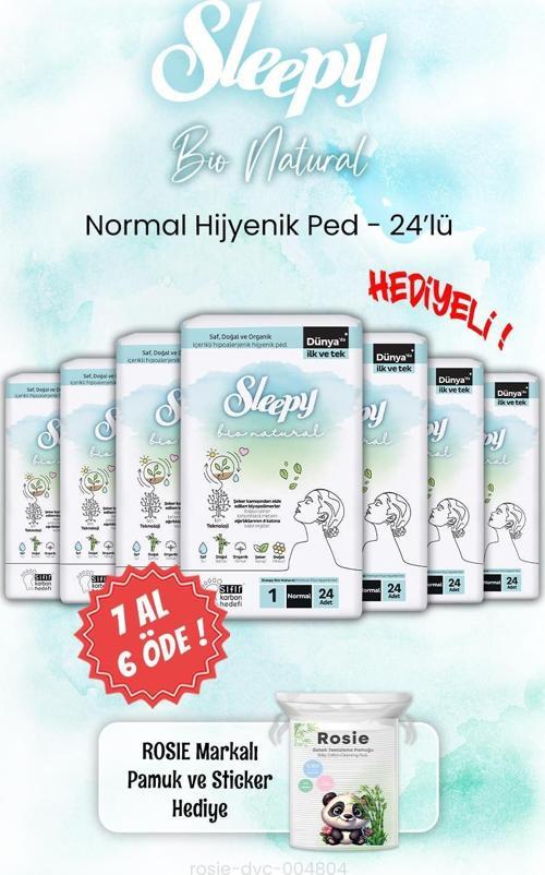 7 AL 6 ÖDE Bio Natural 24'lü Hijyenik Ped Normal ve ROSIE