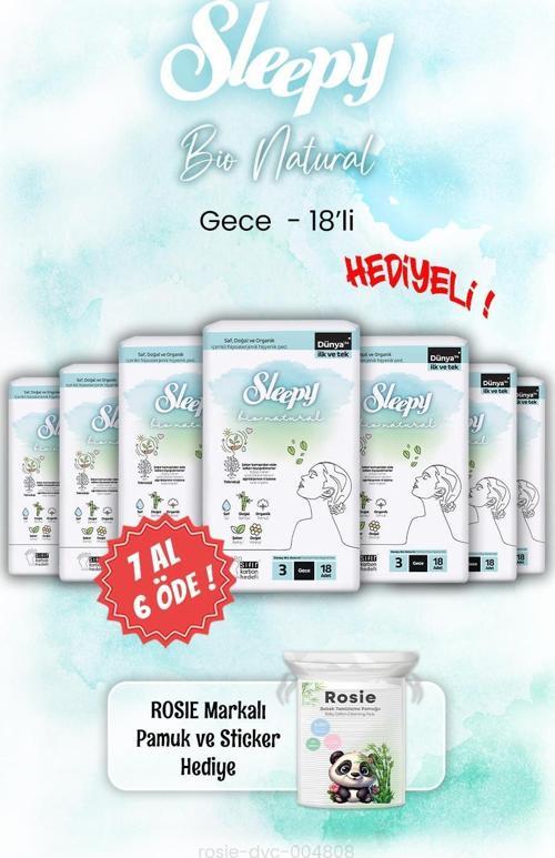 Bio Natural 7 AL 6 ÖDE Gece Ped 18'li ve ROSIE