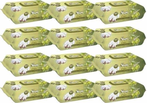 Zeytinyağlı 90 Yaprak 12'li Paket Islak Mendil