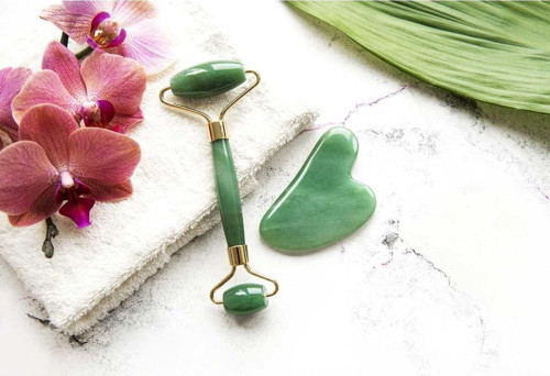 Doğal Taş Aventurin Taşı Face Roller Ve Gua Sha Yüz Bakım Seti | Hediyelik Doğaltaş