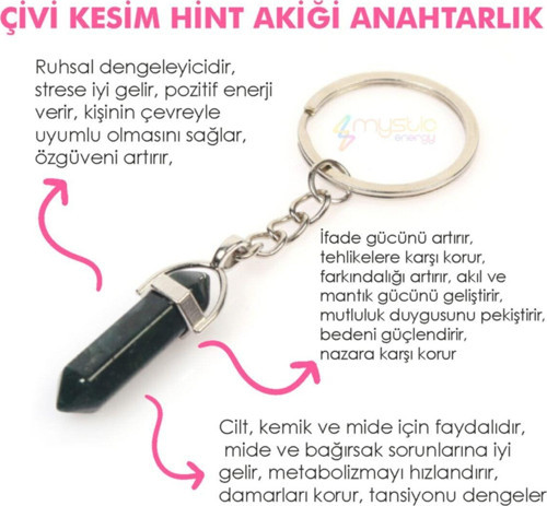 Doğal Taş Hint Akiği Çivi Kesim Anahtarlık | Hediyelik Doğaltaş