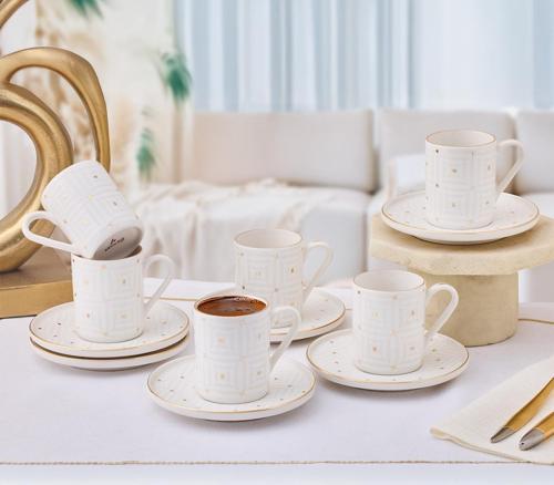 Dore 12 Parça 6 Kişilik Kahve Fincan Takımı 90 ml