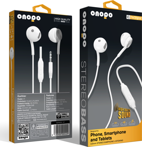 Stereo Kablolu Kulaklık Extra Bass Dinleme 3.5MM Kulakiçi Kulaklık - V1