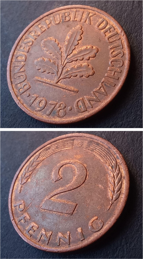 399636861c6f532058 1978 Almanya 2Pfennig ÇÇT+ Eski yabancı madeni para