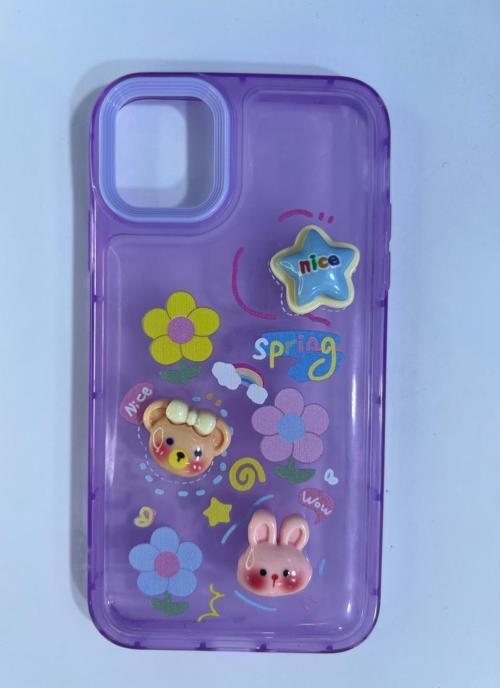İPHONE 11 3D MOR FİGÜRLÜ SİLİKON KILIF