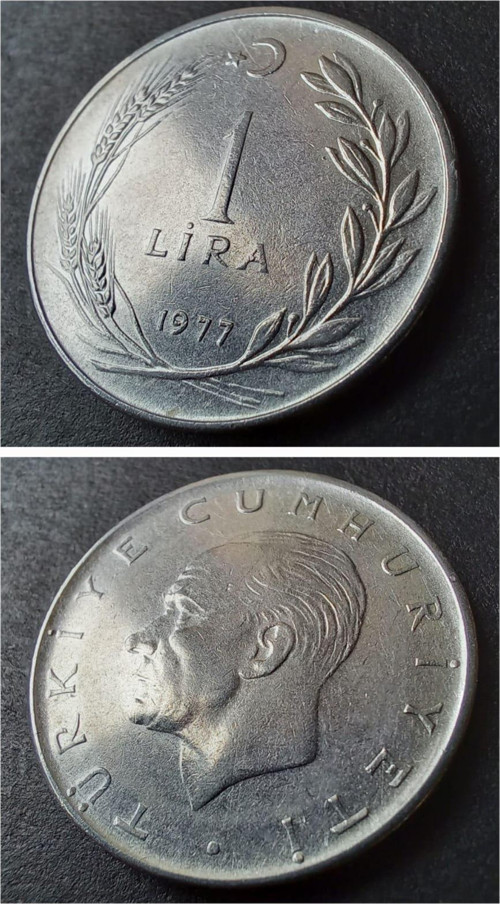 39963682cf49d29f57 1977 Akmonital 1lira ÇA+ eski madeni para