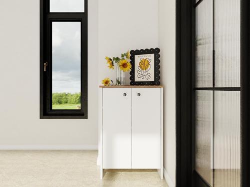 Assos 2 Kapaklı Ayakkabılık / Dolap Marbella Kiraz-Beyaz