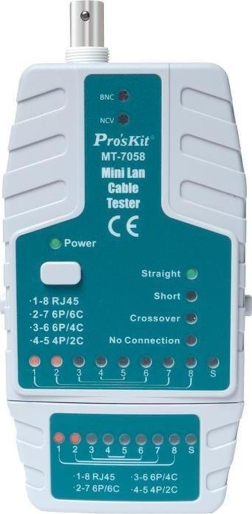 Luxury RJ45, RJ-11/RJ-12, BNC kablo test cihazı, Voltaj dedektörü  Proskit MT 7058