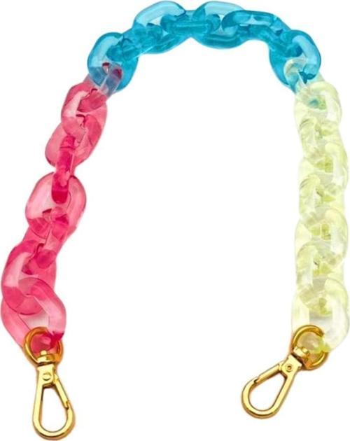 38 cm  3 Renkli Akrilik Çanta Zinciri Light Gold  Metalli