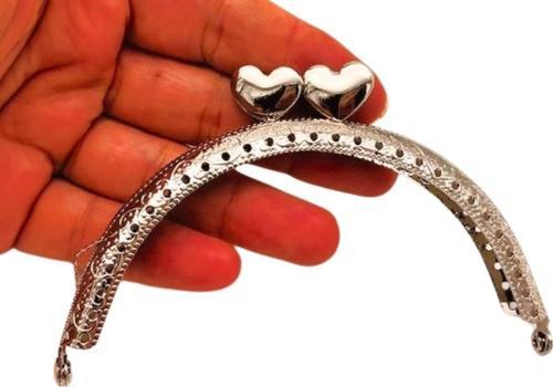 10.5 cm Oval Cüzdan Klipsi Cüzdan Bursu Gümüş Renk