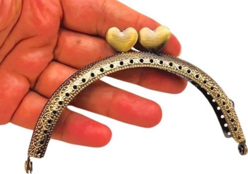 10.5 cm Oval Cüzdan Klipsi Cüzdan Bursu Antik Renk Kalpli Model