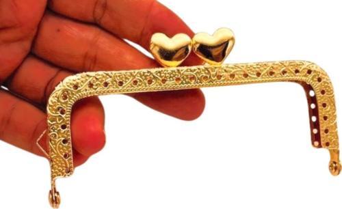 10.5 cm Dikdörtgen Cüzdan Klipsi Cüzdan Bursu Light Gold Renk Kalpli Model