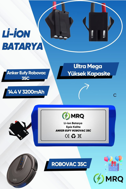 Eufy Robovac 35C Robot Süpürge Bataryası (Ultra Mega Yüksek Kapasite) 3200Mah Batarya