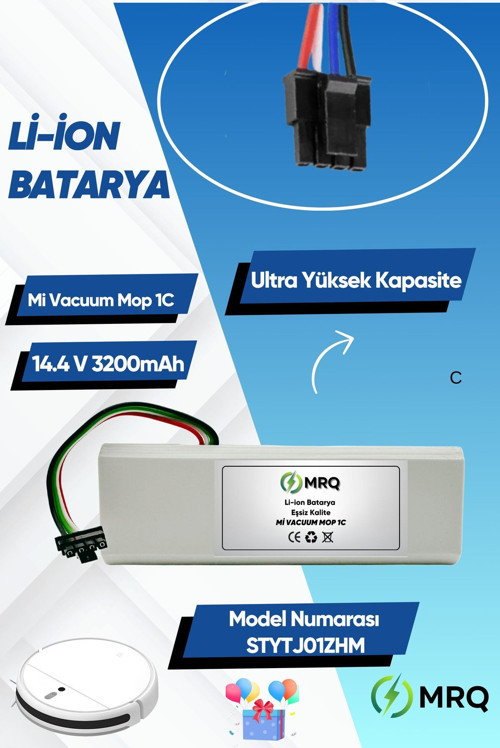 Xiaomi Mi Vacuum Mop 1C Robot Süpürge Bataryası (Ultra Yüksek Kapasite) 3200Mah Batarya