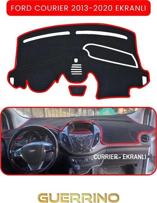 FORD Courier 2013-2020 EkranlıTORPİDO KORUMA HALISI KIRMIZI KENAR