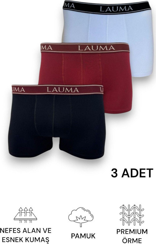 Pamuklu Esnek Likralı Beyaz Bordo Siyah Erkek Boxer 3'Lü Paket