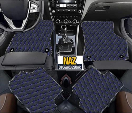 FORD ECOSPORT 2016 + Uyumlu Mavi Dikişli Siyah Deri Paspas