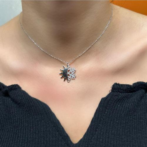 925 Ayar Gümüş Güneş ve Kar Tanesi Kolye