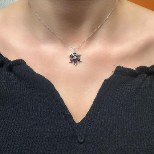 925 Ayar Gümüş Mistik Topaz Taşlı Lotus Çiçeği Kolye