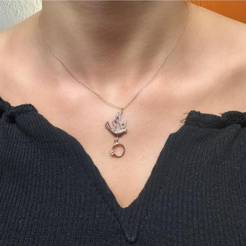 925 Ayar Gümüş Rose Altın Kaplama Uçan Düşler Güvercin Kolye