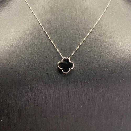 925 Ayar Gümüş Siyah Taşlı Van Cleef Kolye