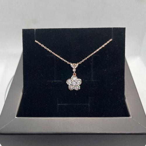 925 Ayar Gümüş Rose Gold Kaplama Işıldayan Çiçek Kolye