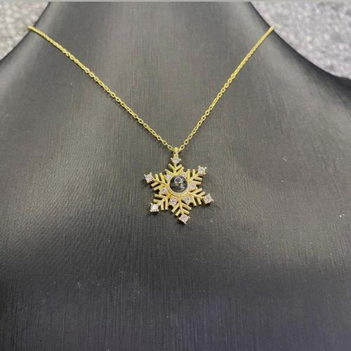 925 Ayar Gümüş Kar Motifli 100 Dilde Seni Seviyorum Kolye